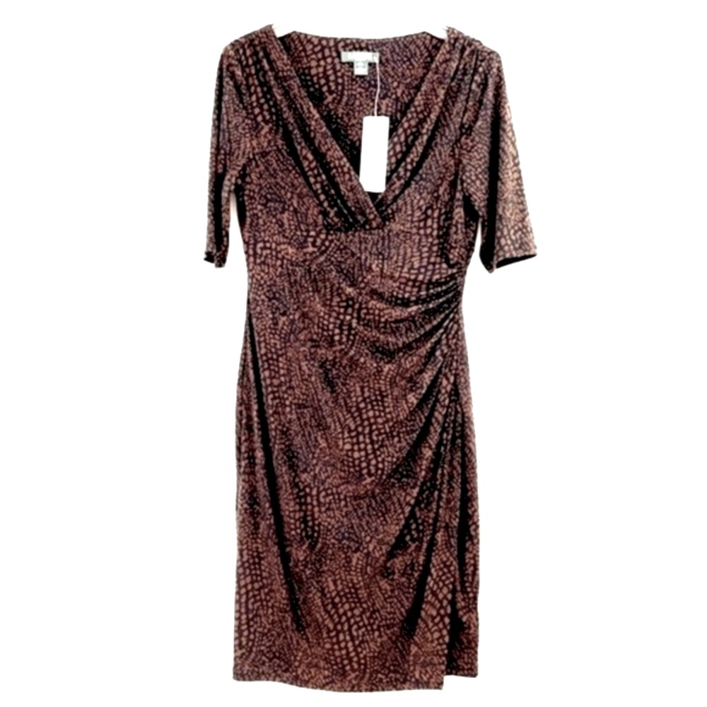 NEW LAUREN‎ Ralph Lauren 10 Animal Print Empire Waist Dress